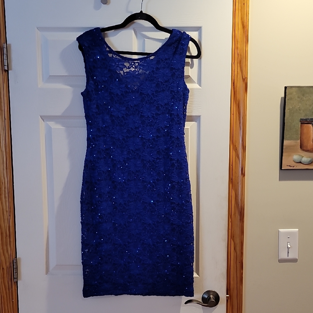 Women's Size 6 Connected Apparel Royal Blue Lace Mini Dress